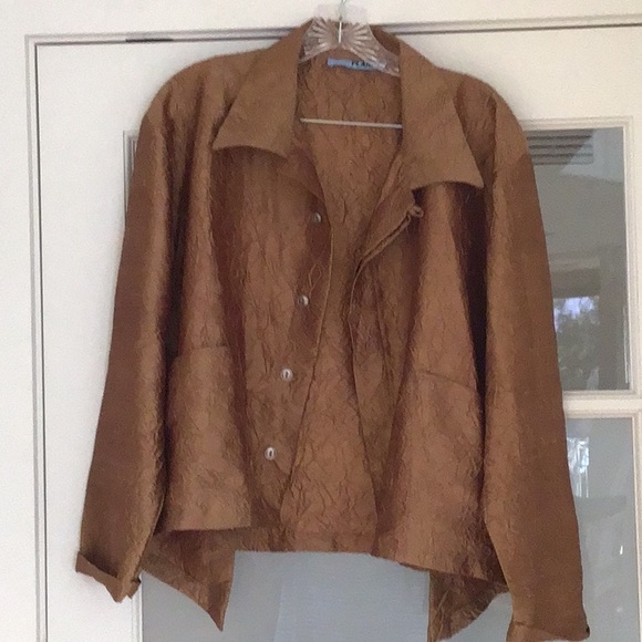 planet Tops - Planet Top Silk O/S Gold Blouse Jacket